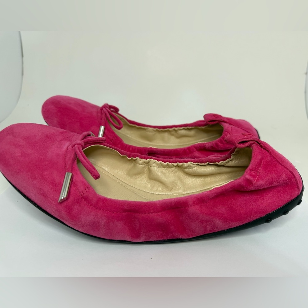 Tod's Gommino Bright Pink Suede Ballet Flat NEW never worn - Picture 9 of 16